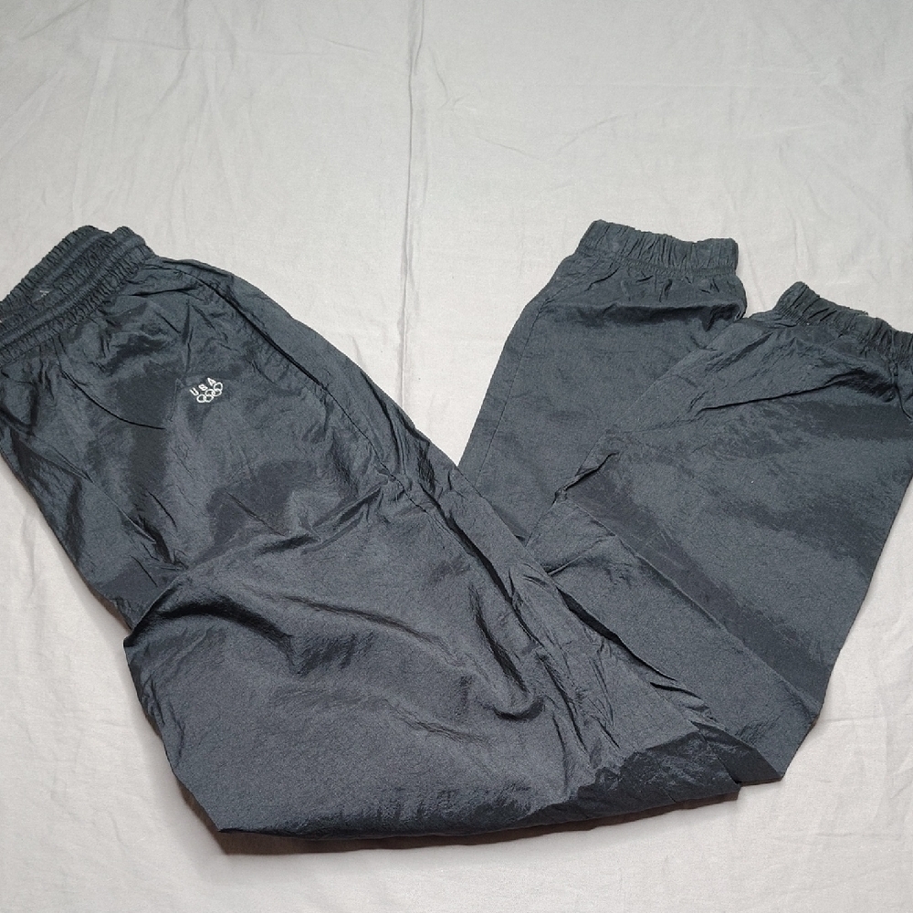 Vintage USA Olympics Track Pants Size Medium Tall Black JC Penny Lined Athletic